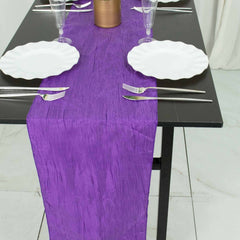 Taffeta 12"x108" Table Runner Purple - Accordion Crinkle Design