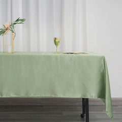 Satin Rectangular 60"x102" Tablecloth Sage Green - Smooth and Lustrous Table Cover