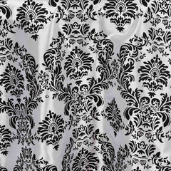 Taffeta 120" Round Tablecloth Black - Seamless Velvet Flocking Damask Design for Sophisticated Gatherings