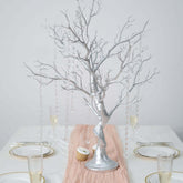 Manzanita Tree Centerpiece Metallic SIlver with 8 Acrylic Bead Chains for Weddings Parties & Event Displays 34"