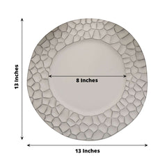 6-Pack Round Charger Plates 13" in Gray with Hammered Rim, Matte Finish Modern Dinner Charger Tableware