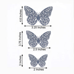 12-Pack 3D Butterfly Wall Decals, DIY Removable Mural Stickers Navy Blue Cake Decorations Eye-Catching Design