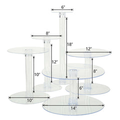 5-Tier Acrylic Cake Stand Set Clear in Assorted Sizes for Buffet Party Tables