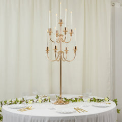 Metal Floor Candelabra Candle Holder, 9-Arm Vintage Taper Stand Gold Table Centerpiece for Weddings & Parties 46" Tall