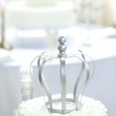 Metal Royal Crown Cake Topper Silver - Sophisticated Wedding Cake Centerpiece Decor for Themed Events 9"
