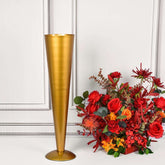 Metal Trumpet Vase Brushed Gold - Durable Design for Stylish Wedding Decor 28"
