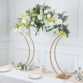 Metal Wedding Centerpiece Curvy Design Gold - Floral Arch Frame Table Stand 38"
