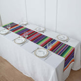 Mexican Serape 14"x108" Table Runner With Tassels Assorted Colors - Vibrant Fiesta Party Decor