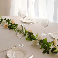 2 Pack 7ft Cream Ivory Artificial Silk Flower Garland Mini Rose Vines with 26 Flower Heads