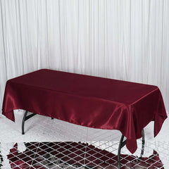 Satin Rectangular 60"x102" Tablecloth Burgundy - Smooth and Lustrous Table Cover