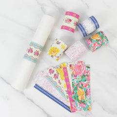 48-Pack Disposable Napkin Rings in Mixed Vintage Floral – Elegant Paper Napkin Holder Bands for Tea Parties, Weddings & Special Occasions