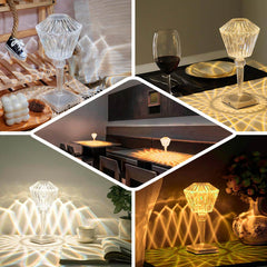 LED Acrylic Table Lamp Prism Design Color Changing - Rechargeable Cordless Touch Control Accent Light 10"