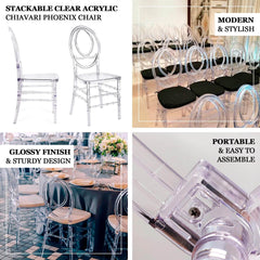 Acrylic Stackable Ghost Chair in Phoenix Chiavari style Transparent Resin with Oval Back Clear - Sleek Armless Design for Weddings & Gatherings