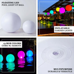 12" Inflatable Outdoor Garden Light Up Ball, Floating Pool Glow Ball With Remote - 13 RGB Colors and 3 Color Modes