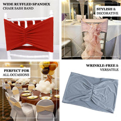 5 Pack Spandex Chair Sashes Black Ruffled Style - Wide Easy to Use Stretch Chair Bands 8"x13"