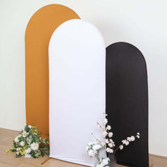 6ft Matte White Spandex Fitted Chiara Backdrop Stand Cover For Round Top Wedding Arch