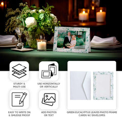 25-Pack Thank You Cards White Green Eucalyptus Leaves Design with Envelopes - Picture Insert Invitation Cards for Parties & Milestones 3.5"x5.5"