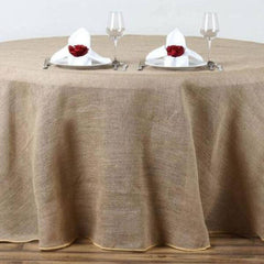 Burlap Jute 108" Round Tablecloth Natural - Rustic Boho Chic Table Linen