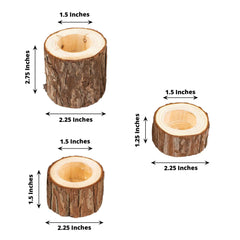 Set of 3 Rustic Wood Slice Votive Candle Holders - Tree Branch Wedding Table Décor 2.75", 1.5", 1.25"