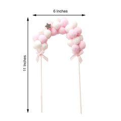 Cotton Ball Arch Cake Topper Pink/White - Charming Mini Cake Decoration Supplies for Nautical Sky & Baby-Themed Events 6"x11"