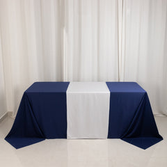 Scuba Polyester 24"x72" Wide Table Runner White - Wrinkle-Free Trade Show & Event Table Linen