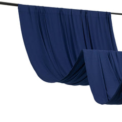 Navy Blue 4-Way Stretch Spandex Event Curtain Drapes, Wrinkle Free Backdrop Event Panel with Rod Pockets - 5ftx10ft