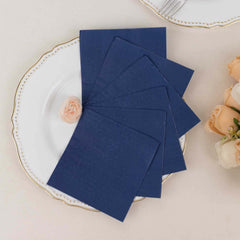 50-Pack Paper Beverage Napkins Navy Blue - 2 Ply Disposable Soft 18GSM Cocktail Napkins 5"x5"