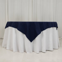 Cotton Blend 54"x54" Table Overlay Square Tablecloth Navy - Wrinkle-Resistant Table Topper