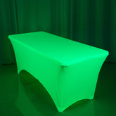 Glow Neon Green Fitted Spandex Tablecloth – 6ft Rectangle, Wrinkle-Free Cover