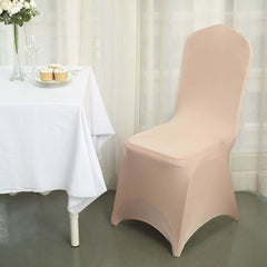 Spandex Chair Cover for Banquet Chairs Nude - Stretch 160GSM Fabric with Slip-On Slipcover