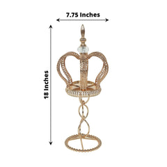 Metal Crown Spiral Pillar Candle Holder Stand Gold - Jeweled Votive Candle Centerpiece 18"