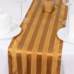 Satin 12"x108" Table Runner Gold - Stripe Table Decor