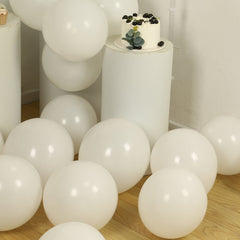 50 Pack Matte Pastel Off White Biodegradable Balloons 12", Round Eco-friendly Thick Latex Party Balloons