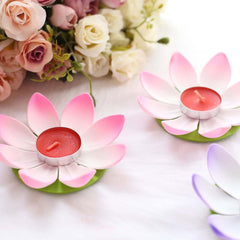 10-Pack Floating Candle Lights Water Lily Lotus Flower Design Colorful - Assorted Tealight Lanterns 5"