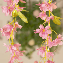 2-Pack Garland String Lights Jasmine Silk Flower Design Pink Warm White - Battery Operated Hanging Décor 6ft