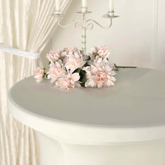 Spandex 30" Round Cocktail Table Cover Skirt Ivory With Natural Wavy Drapes