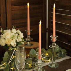 3-Pack LED Decorative Lighting Warm Flickering Blush - Flameless Taper Candles 11"