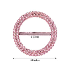 20 Pack Diamond Round Chair Sash Band Buckle Pins Pink - Timeless Rhinestone Napkin Rings 2.5"