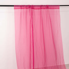 5ftx32ft Fuchsia Chiffon Curtain Panel, Durable Flame Resistant Backdrop Ceiling Drapery With Rod Pocket