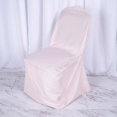 Polyester Slip On Banquet Chair Covers Blush - Stain-Resistant Reusable Durable Fabric