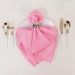 5 Pack Premium Polyester 20"x20" Napkins Pink - Wrinkle-Resistant & Durable Dinner Napkins