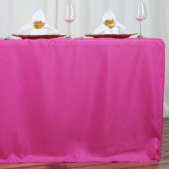 Fitted Polyester 72"x30" Rectangle Tablecloth Fuchsia - Durable Table Cover