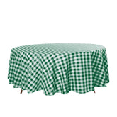 Polyester 108" Round Tablecloth White/Green - Checkered Buffalo Plaid Table Cover