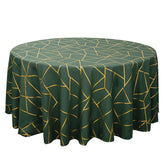 Polyester 120" Round Tablecloth Hunter Emerald Green with Gold Foil Geometric Pattern Wrinkle-Resistant Seamless Table Cover