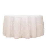 Polyester 120" Round Tablecloth White with Shaggy Fringe Design - Exquisite Table Cover