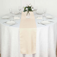 Polyester 12"x108" Table Runner Beige - Durable & Wrinkle-Resistant Table Decor