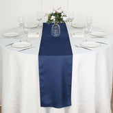 Polyester 14"x108" Table Runner Dark Blue Faux Denim - Modern Dining Table Runner