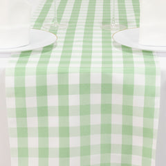 Polyester 14"x108" Table Runner Sage Green/White - Gingham Plaid Design