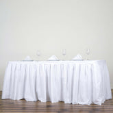Polyester 21ft Table Skirt White - Classic Pleated Design for Weddings & Events