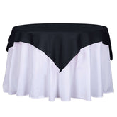 Polyester 54"x54" Table Overlay Square Tablecloth Black - Wrinkle-Resistant & Durable Table Cover for Events